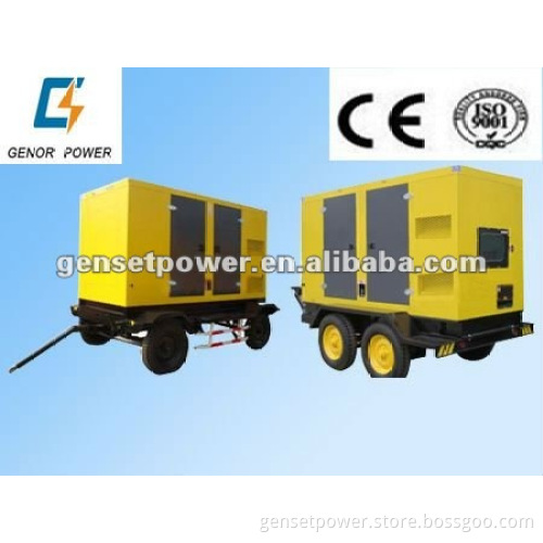 trailer mounted generator with double axle and 4 wheels